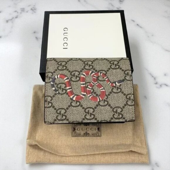 NIB Gucci Kingsnake Print GG Supreme Wallet - Picture 2 of 5